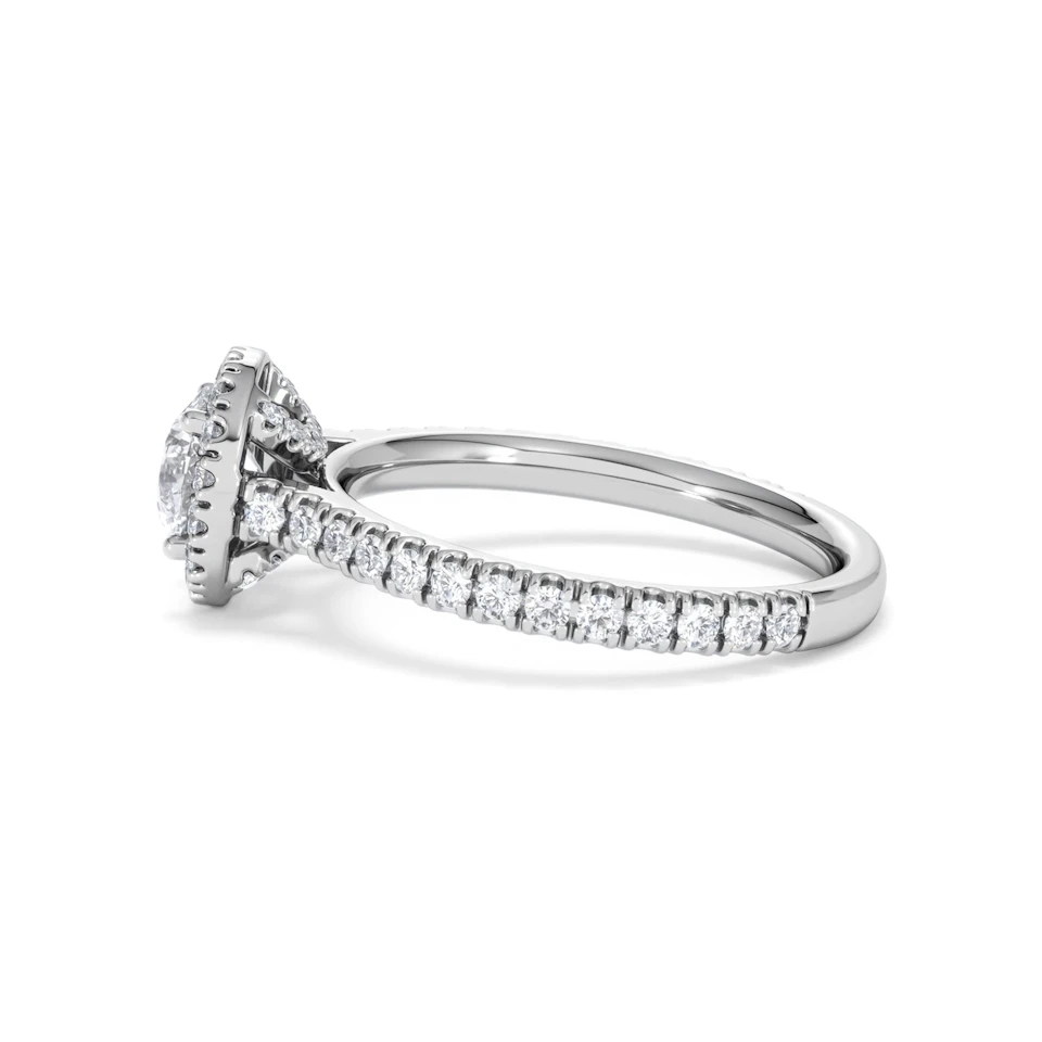 Reina GIA Diamond Halo Engagement Ring in Platinum 1.40ct G/SI2