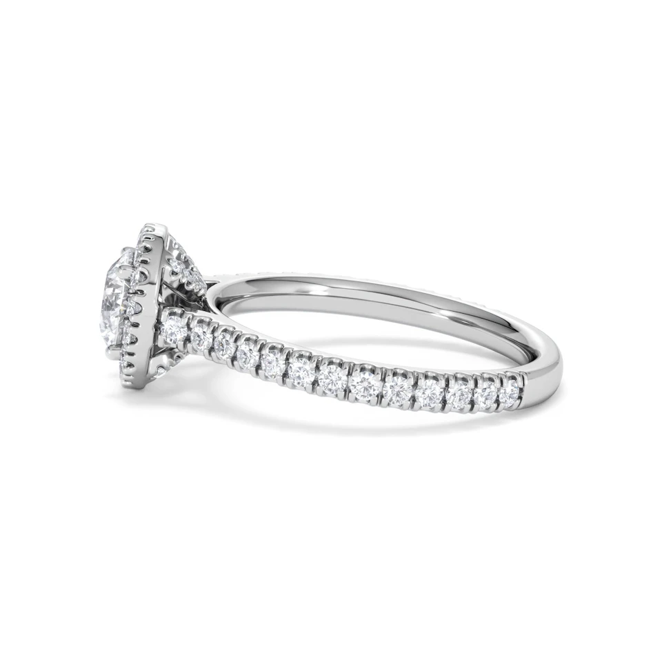 Reina GIA Diamond Halo Engagement Ring in 18K White Gold 1.40ct G/SI2