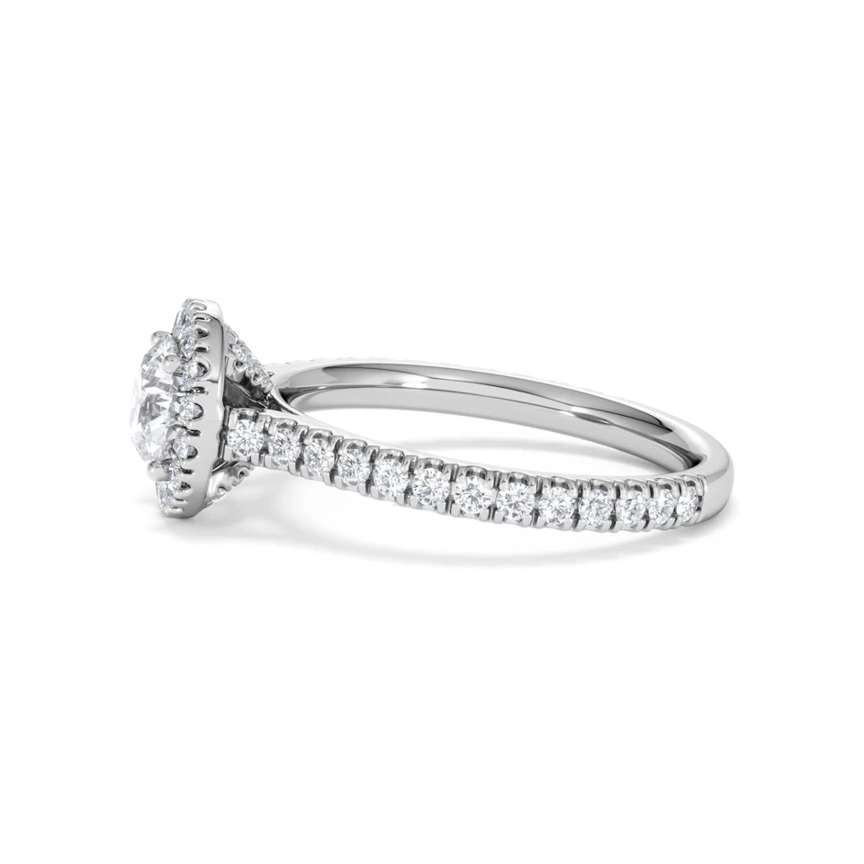 Reina GIA Diamond Halo Engagement Ring in 18K White Gold 1.40ct G/SI2