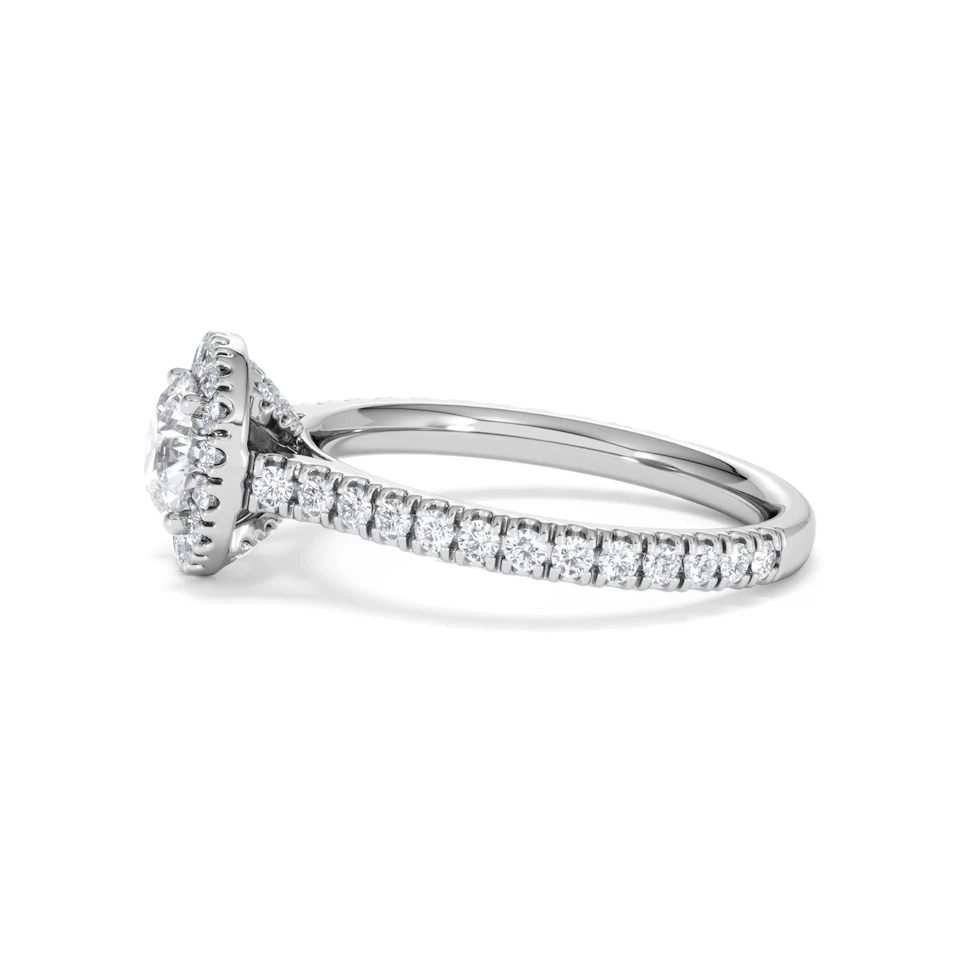 Reina GIA Diamond Halo Engagement Ring in Platinum 1.40ct G/SI2