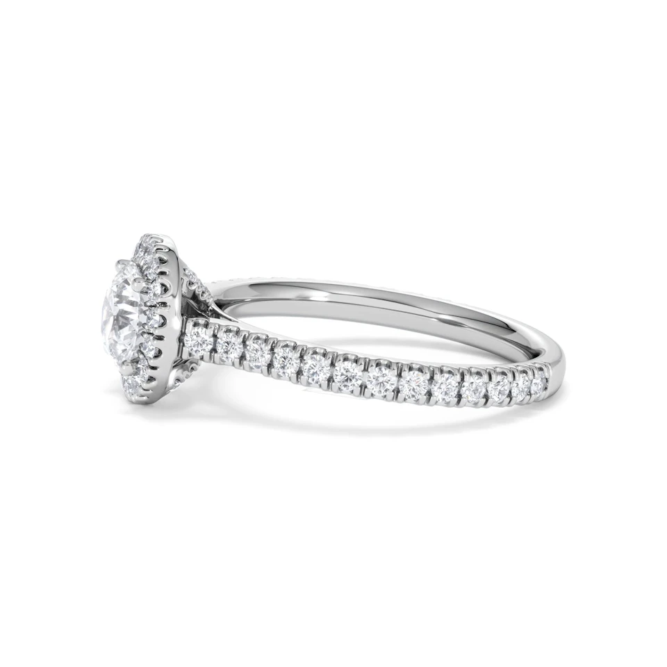 Reina GIA Diamond Halo Engagement Ring in 18K White Gold 1.40ct G/SI2