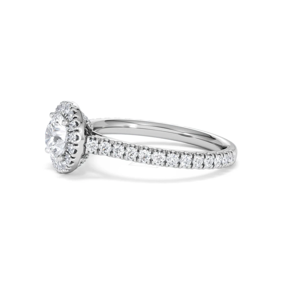 Reina GIA Diamond Halo Engagement Ring in Platinum 1.40ct G/SI2