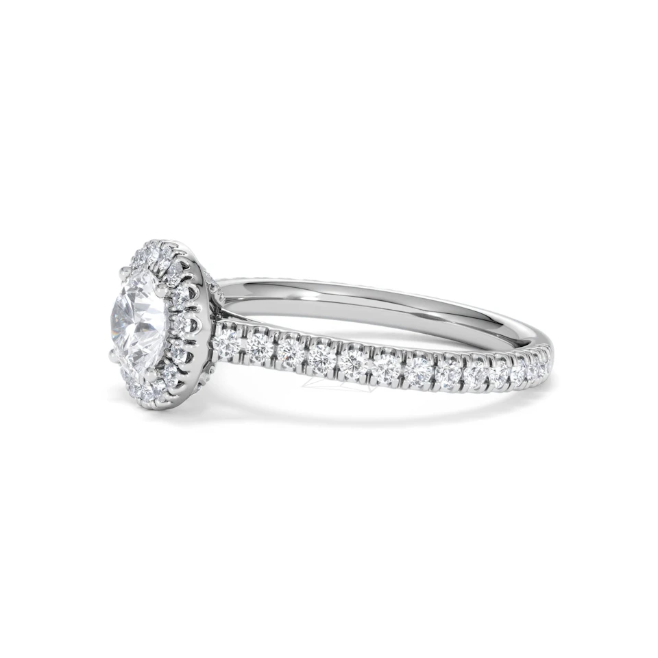 Reina GIA Diamond Halo Engagement Ring in 18K White Gold 1.40ct G/SI2
