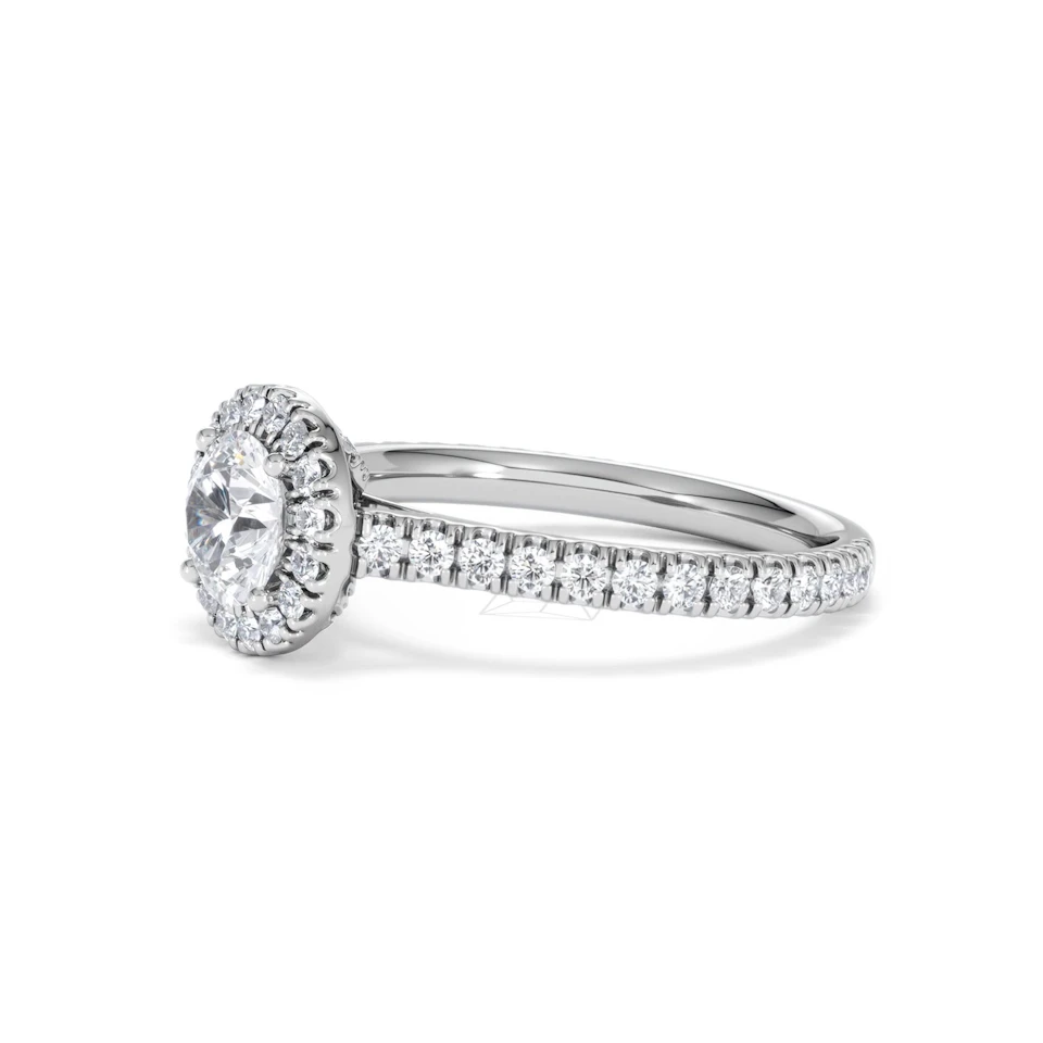 Reina GIA Diamond Halo Engagement Ring in 18K White Gold 1.40ct G/SI2