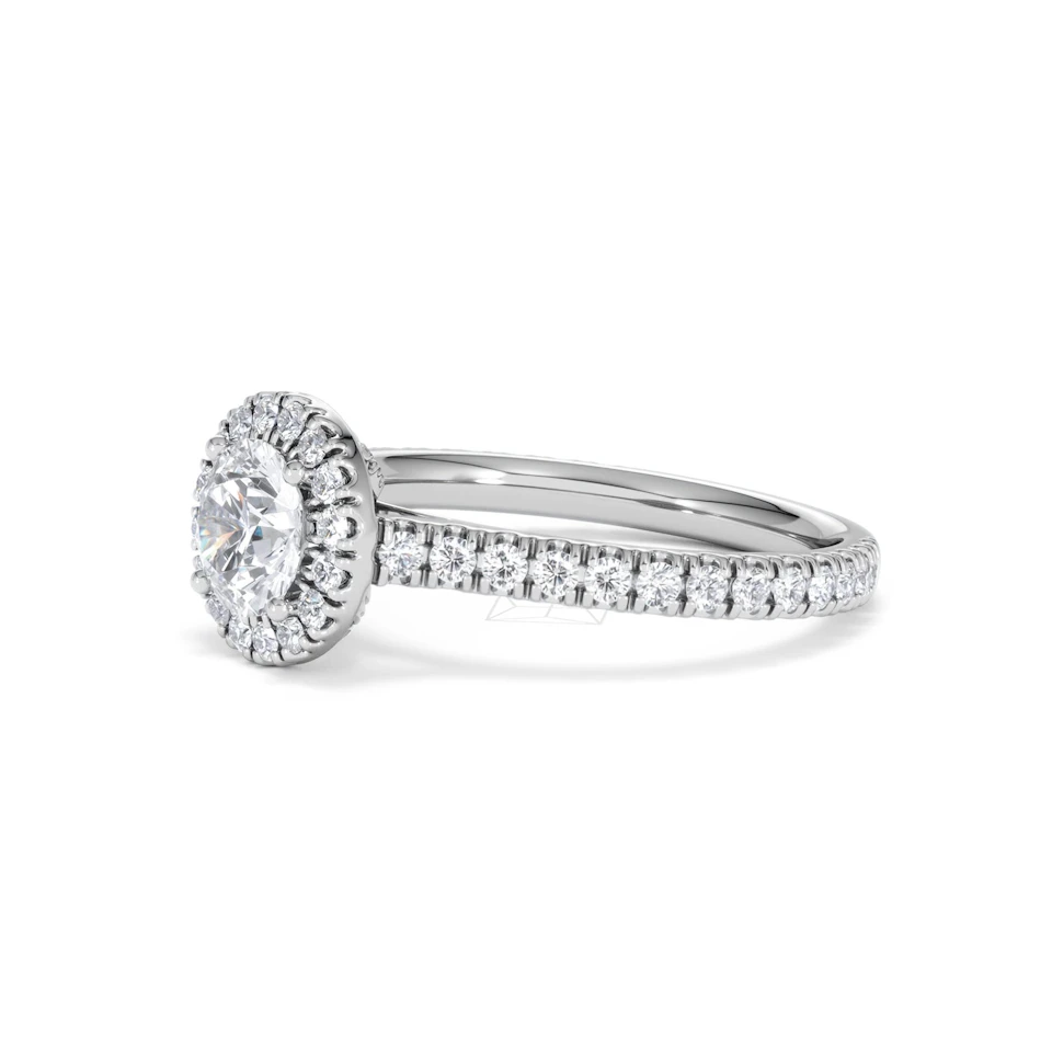 Reina GIA Diamond Halo Engagement Ring in 18K White Gold 1.40ct G/SI2