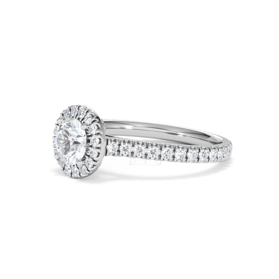 Reina GIA Diamond Halo Engagement Ring in Platinum 1.40ct G/SI2