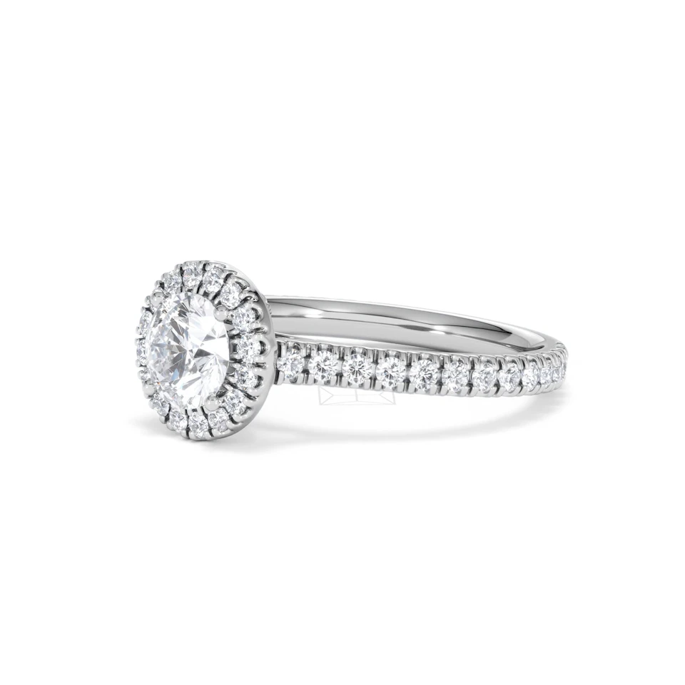 Reina GIA Diamond Halo Engagement Ring in 18K White Gold 1.40ct G/SI2