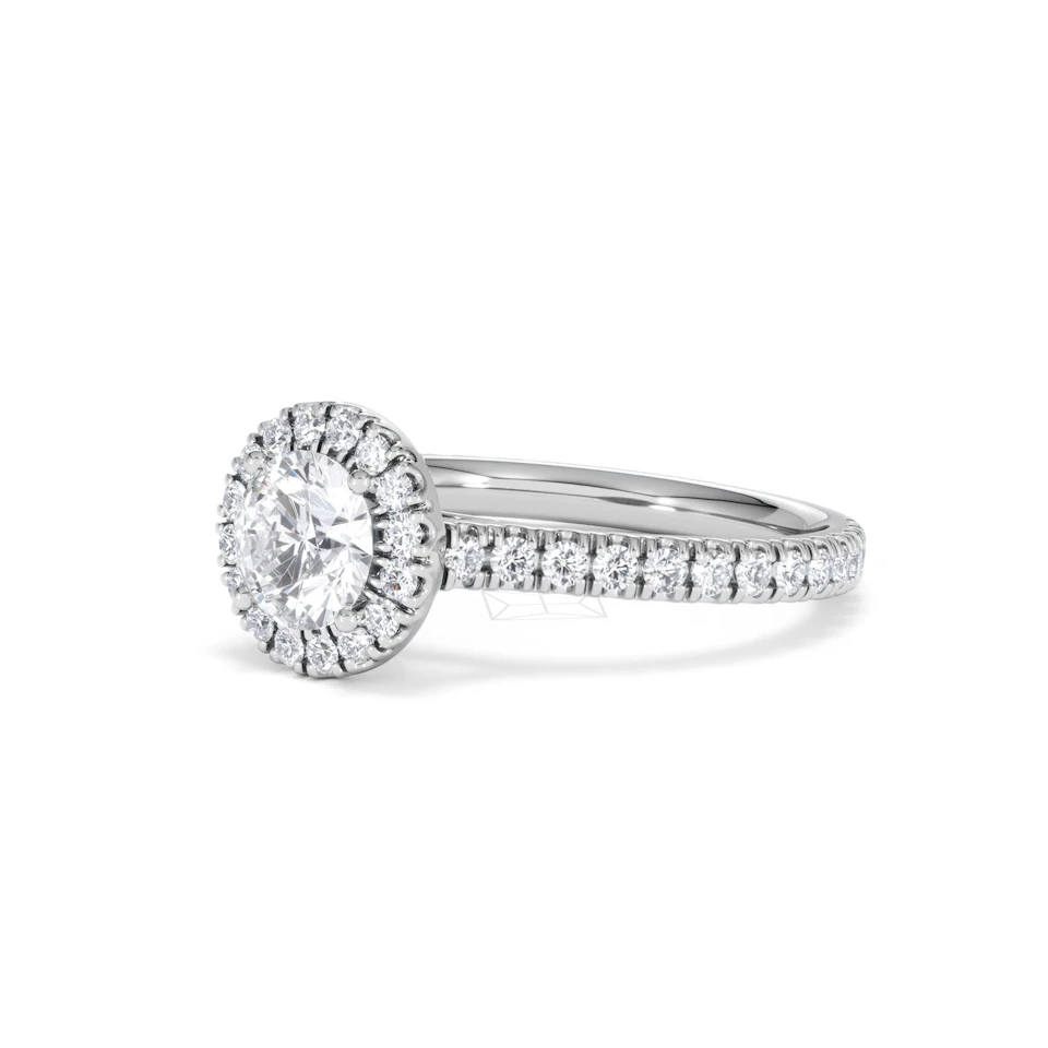 Reina GIA Diamond Halo Engagement Ring in Platinum 1.40ct G/SI2