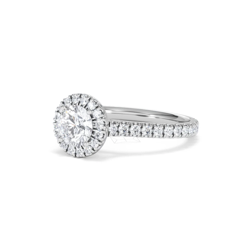 Reina GIA Diamond Halo Engagement Ring in Platinum 1.40ct G/SI2