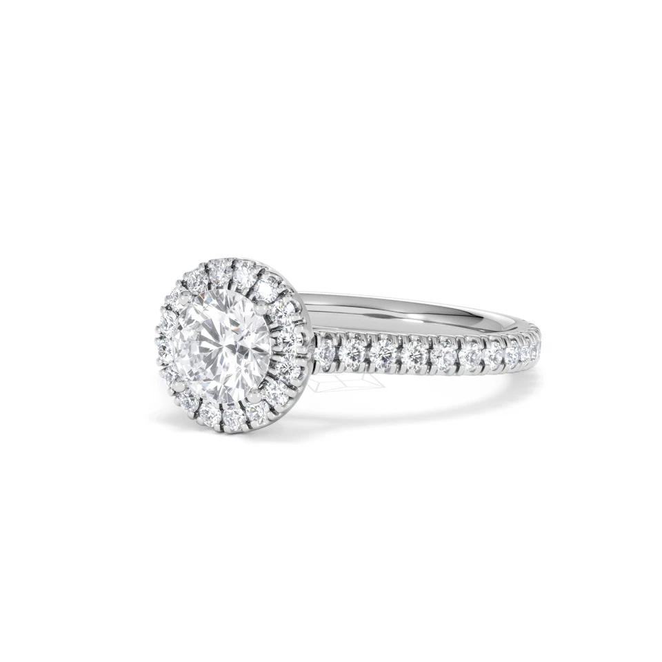 Reina GIA Diamond Halo Engagement Ring in Platinum 1.40ct G/SI2