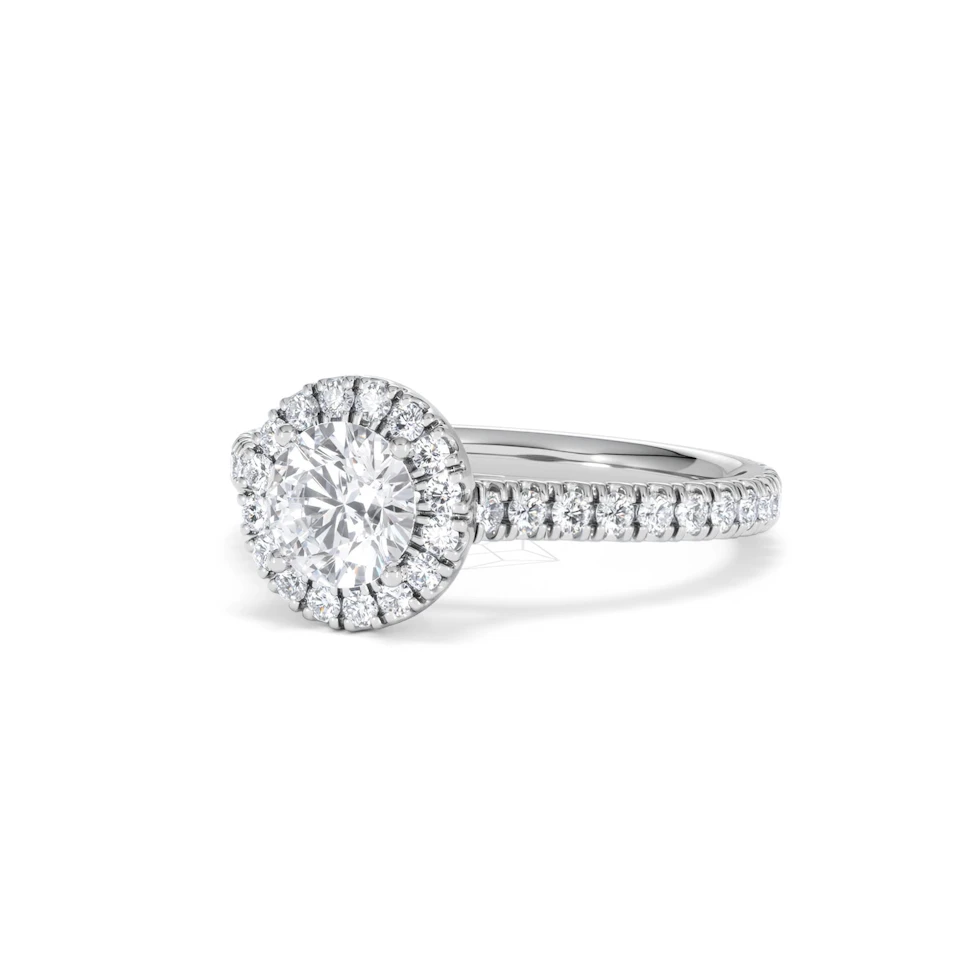Reina GIA Diamond Halo Engagement Ring in 18K White Gold 1.40ct G/SI2