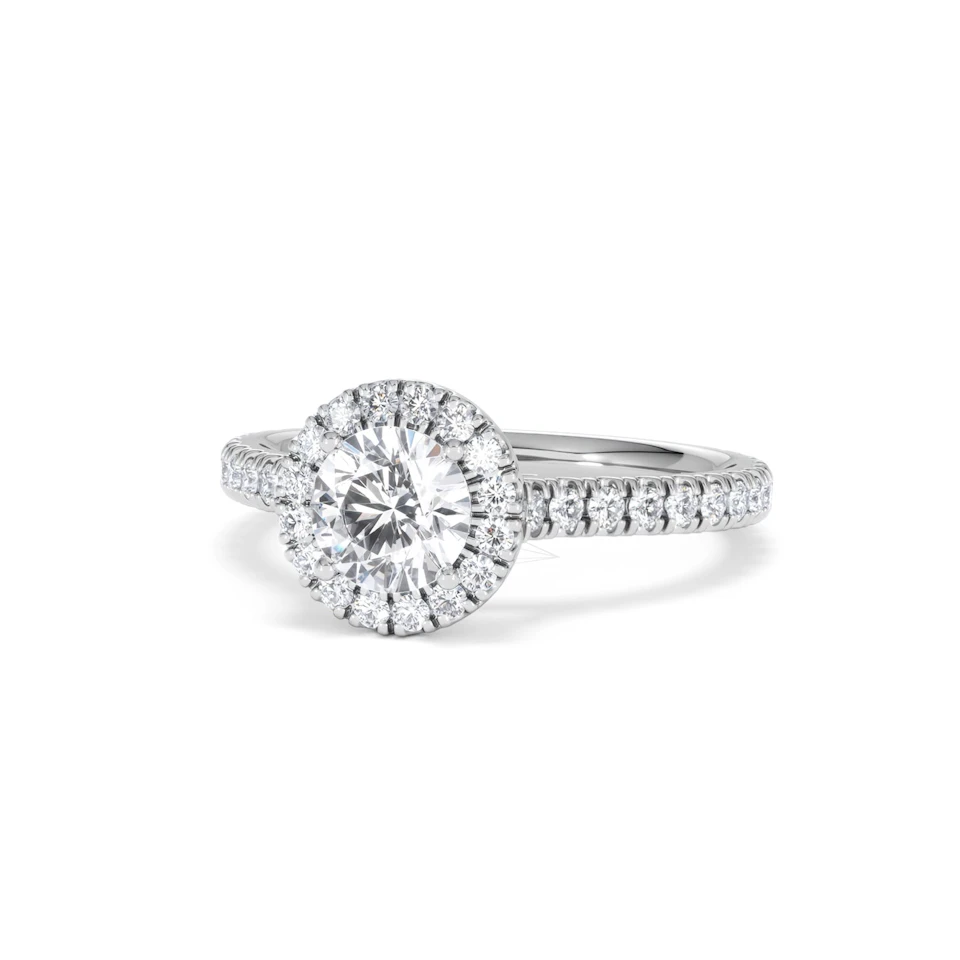 Reina GIA Diamond Halo Engagement Ring in Platinum 1.40ct G/SI2