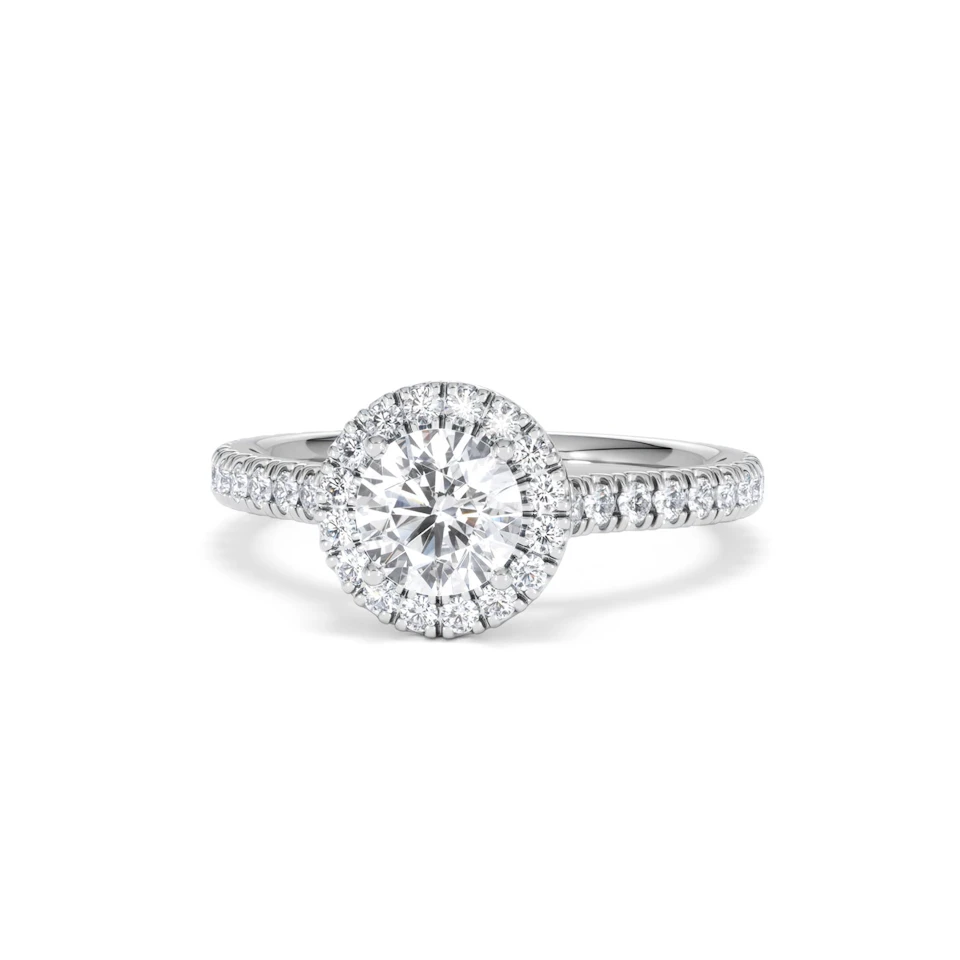 Reina GIA Diamond Halo Engagement Ring in Platinum 1.40ct G/SI2