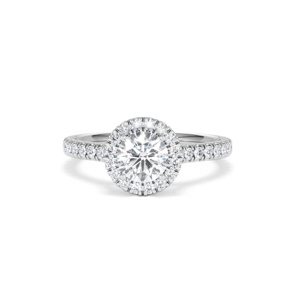 Reina GIA Diamond Halo Engagement Ring in Platinum 1.40ct G/SI2