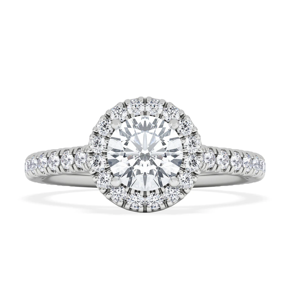Reina GIA Diamond Halo Engagement Ring in Platinum 1.40ct G/SI2