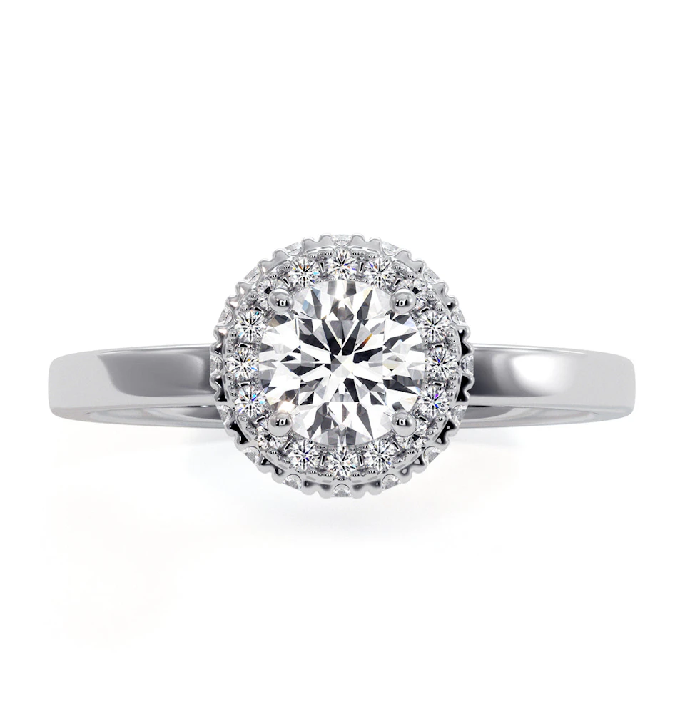Eleanor Diamond Halo Engagement Ring in Platinum 0.65ct G/SI2