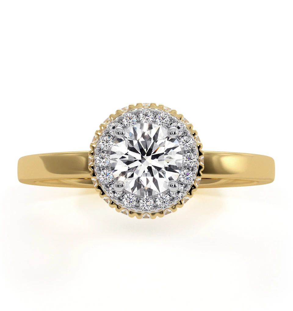 Eleanor Diamond Halo Engagement Ring in 18K Gold 0.65ct G/SI2