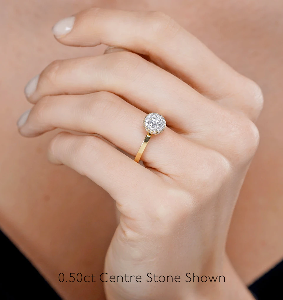 Eleanor Diamond Halo Engagement Ring in Platinum 0.65ct G/SI2