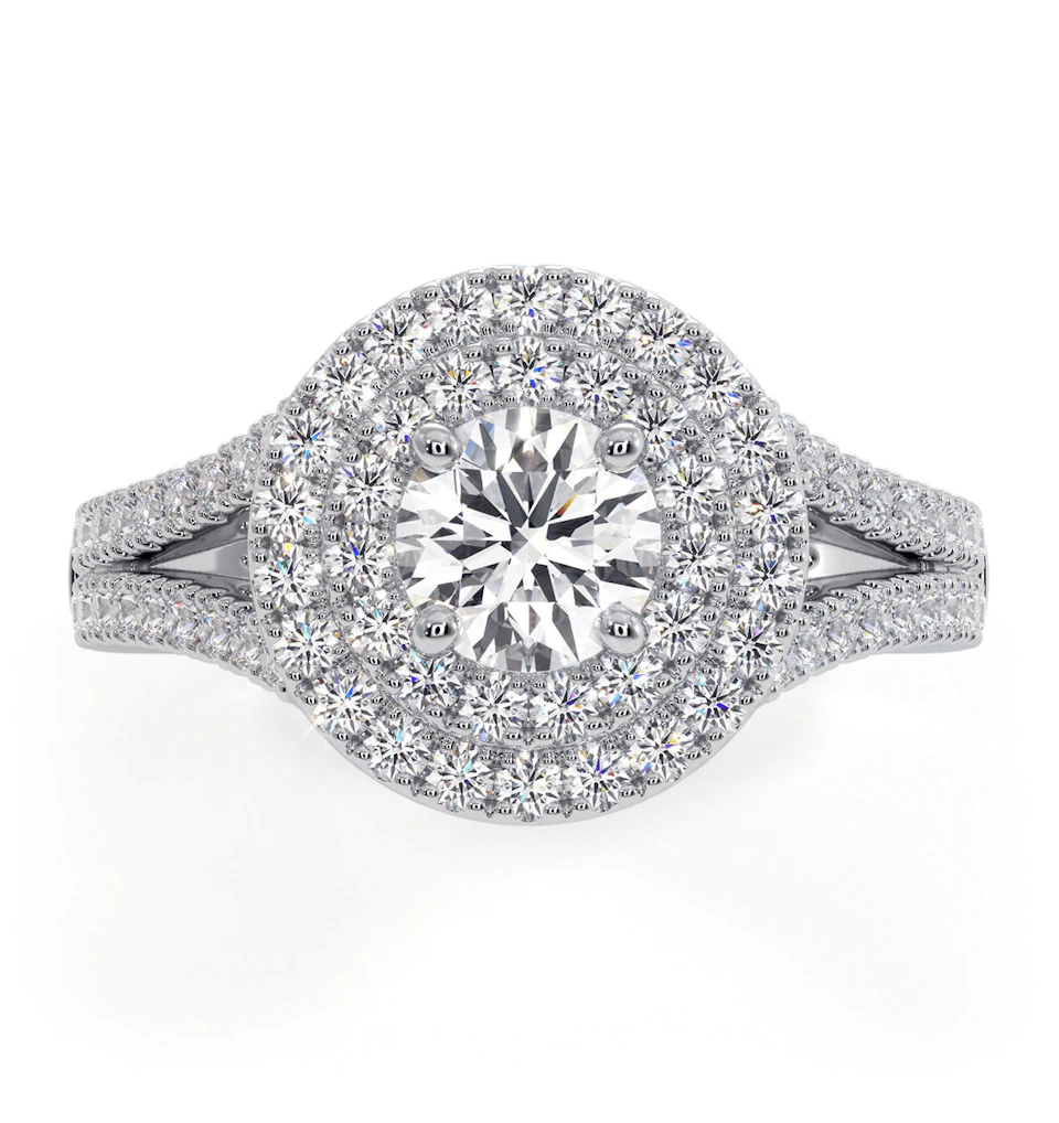 Camilla Diamond Halo Engagement Ring in Platinum 1.15ct G/VS1