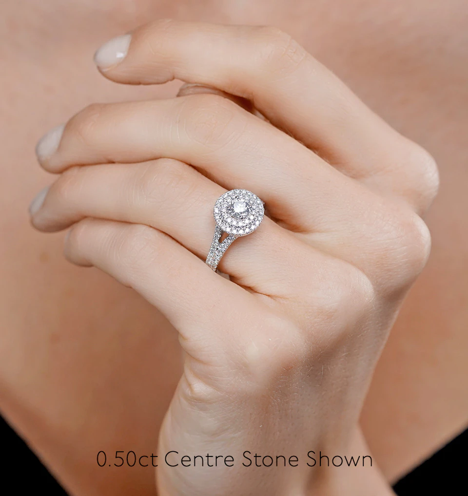 Camilla GIA Diamond Halo Engagement Ring 18K White Gold 2.15ct G/VS1