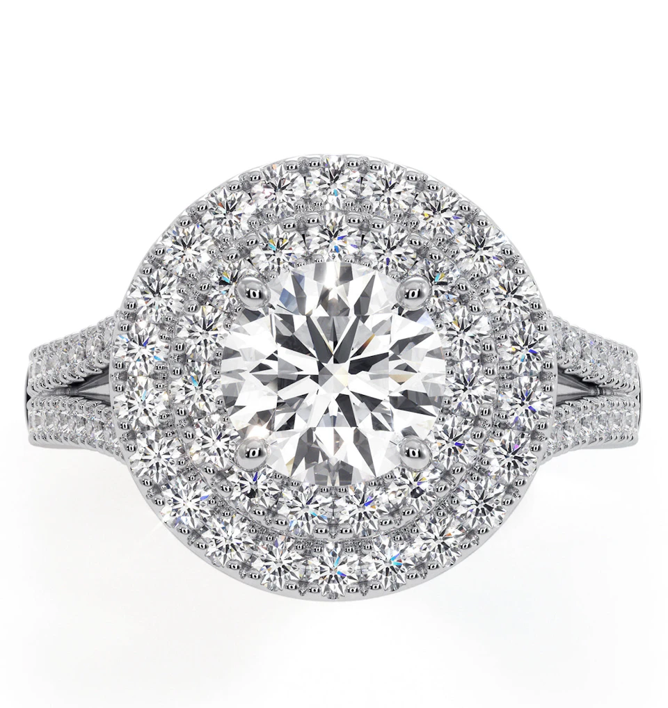 Camilla GIA Diamond Halo Engagement Ring 18K White Gold 2.15ct G/VS1
