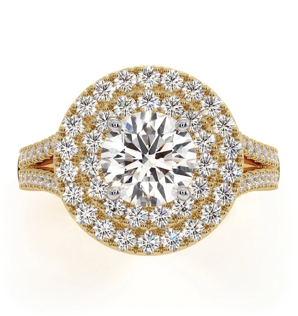 Camilla GIA Diamond Halo Engagement Ring in 18K Gold 2.15ct G/VS1