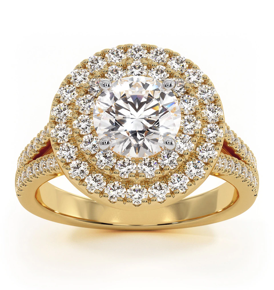 Camilla GIA Diamond Halo Engagement Ring in 18K Gold 2.15ct G/VS1
