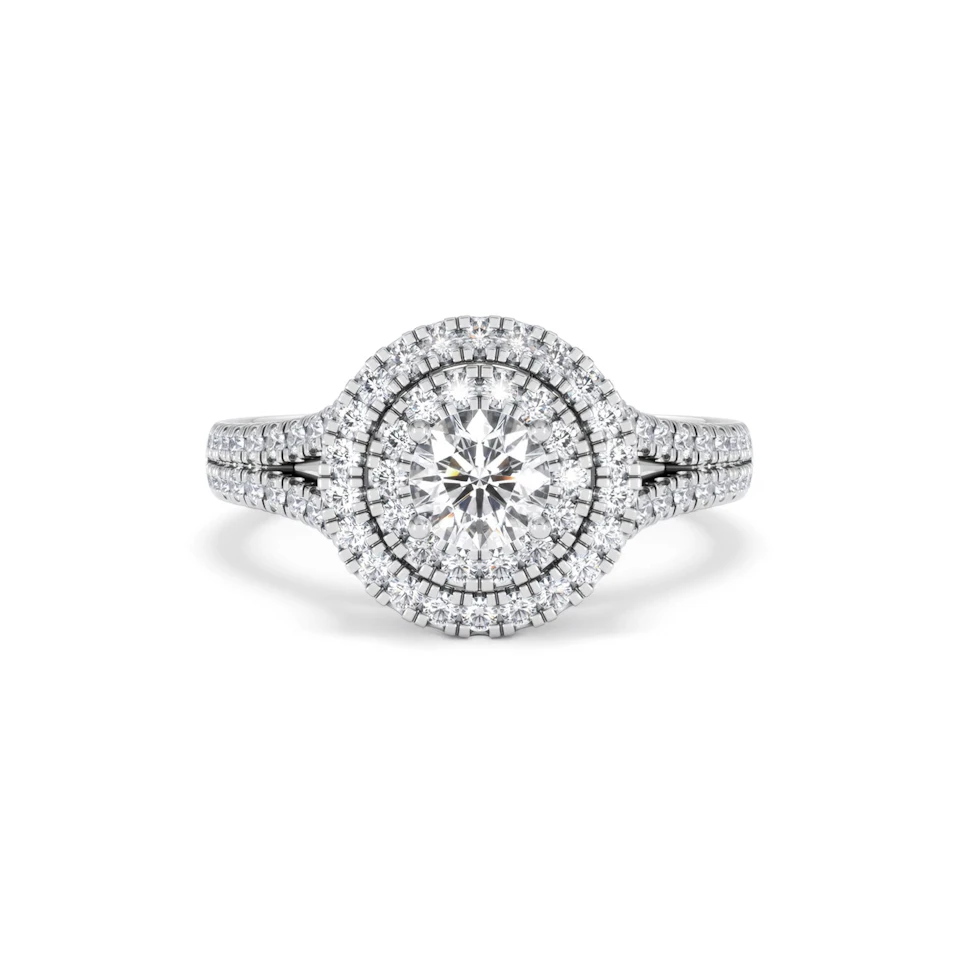 Camilla Diamond Halo Engagement Ring 18K White Gold 1.15ct G/SI2