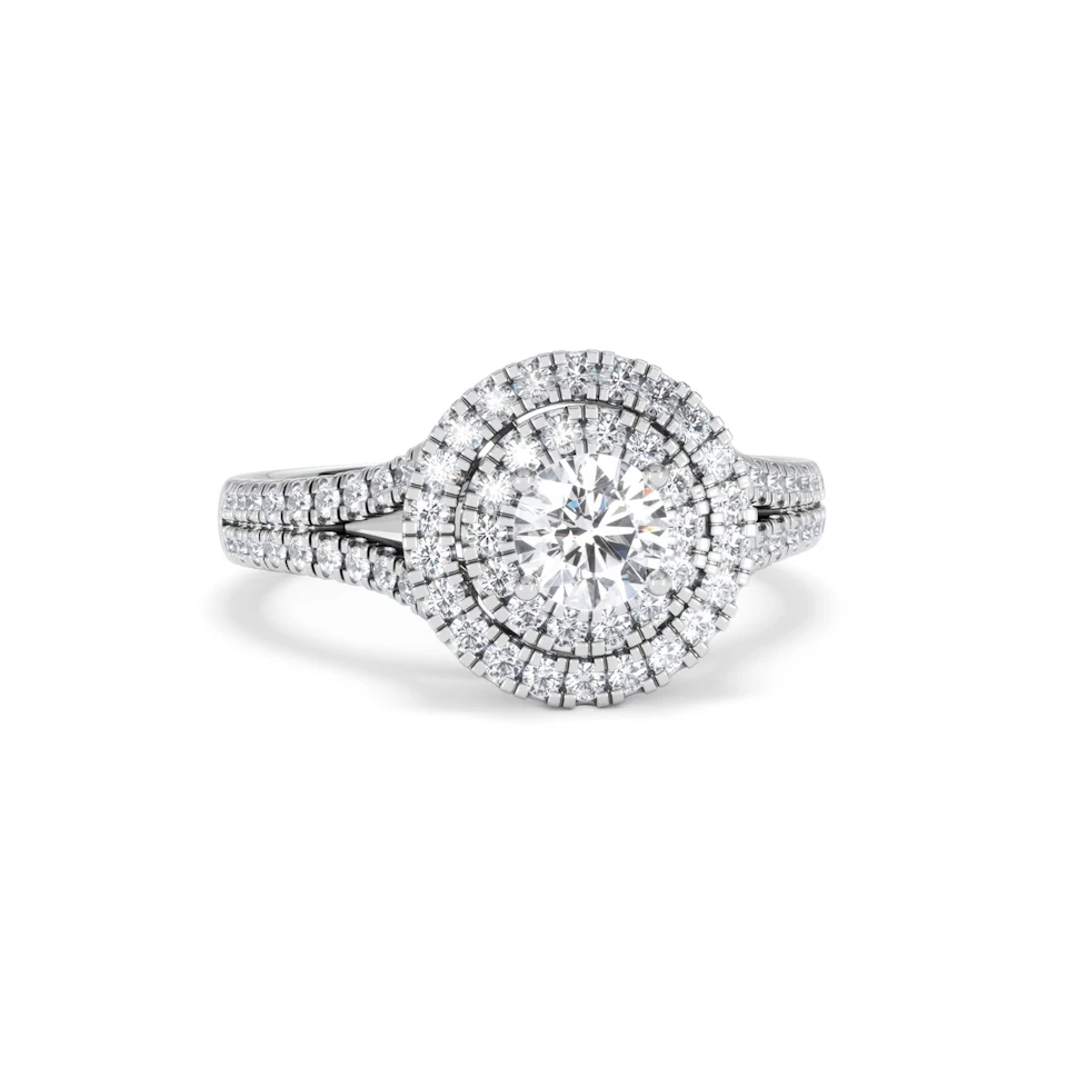 Camilla Diamond Halo Engagement Ring 18K White Gold 1.15ct G/SI2