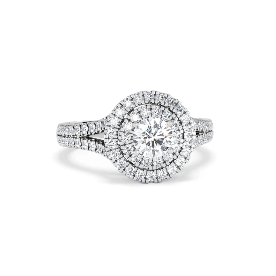 Camilla Diamond Halo Engagement Ring in Platinum 1.15ct G/SI2