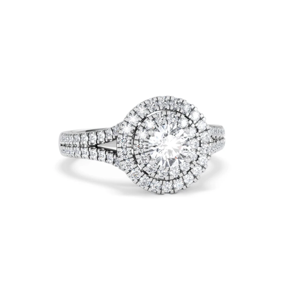 Camilla Diamond Halo Engagement Ring in Platinum 1.15ct G/SI2