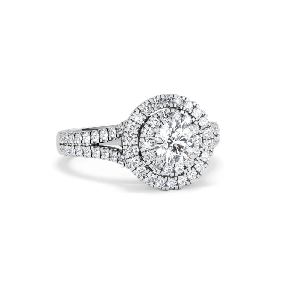 Camilla Diamond Halo Engagement Ring 18K White Gold 1.15ct G/SI2