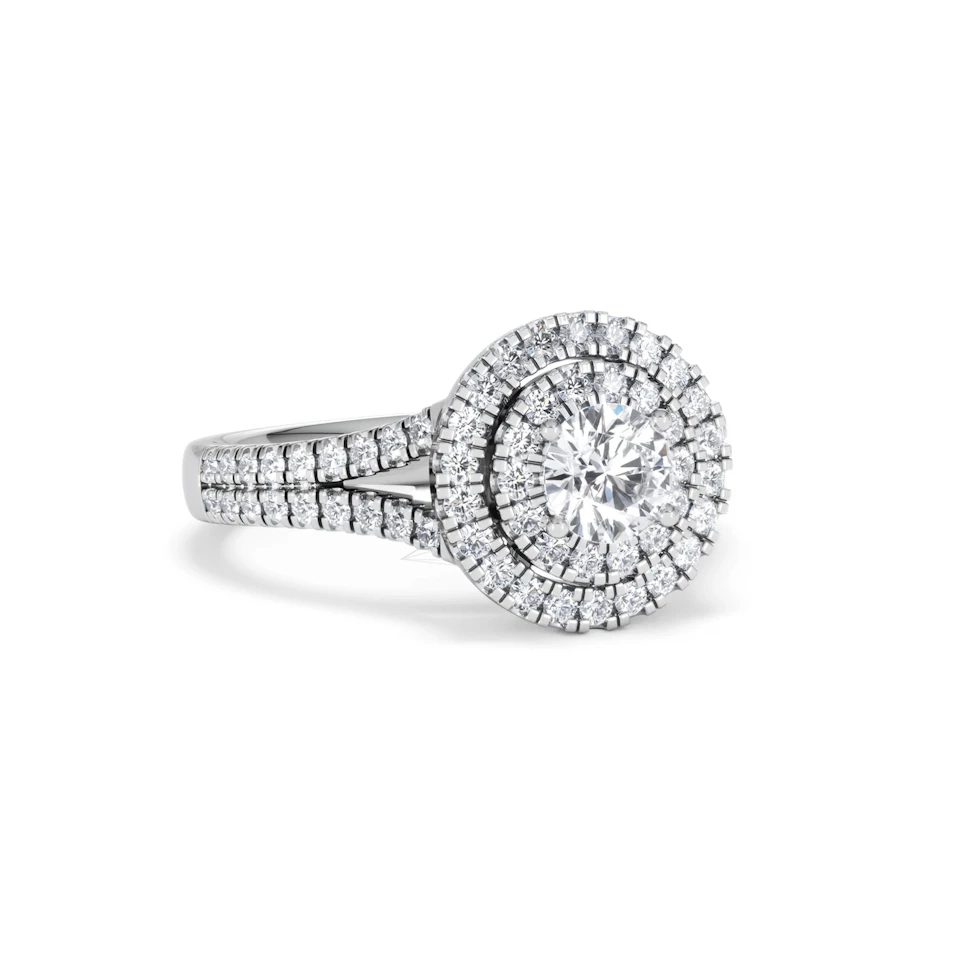 Camilla Diamond Halo Engagement Ring in Platinum 1.15ct G/SI2