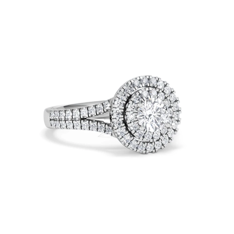 Camilla Diamond Halo Engagement Ring 18K White Gold 1.15ct G/SI2