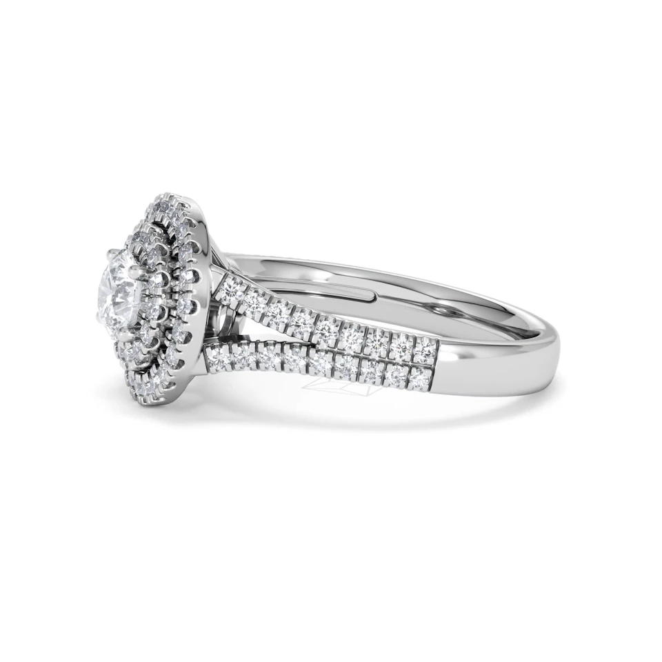 Camilla Diamond Halo Engagement Ring 18K White Gold 1.15ct G/SI2
