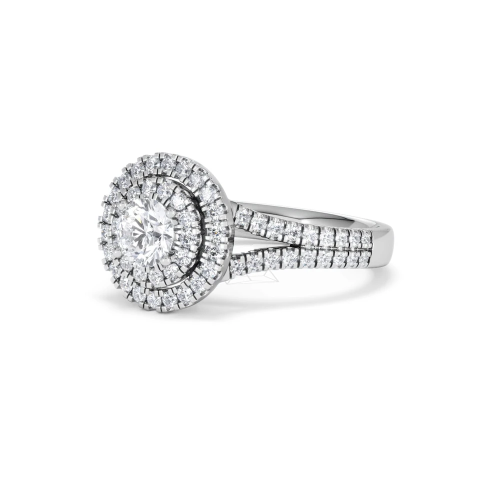 Camilla Diamond Halo Engagement Ring 18K White Gold 1.15ct G/SI2