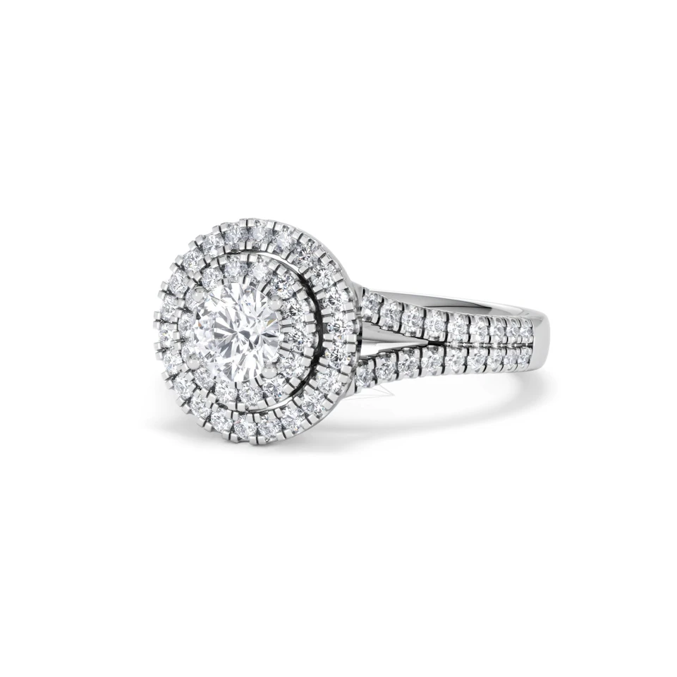 Camilla Diamond Halo Engagement Ring 18K White Gold 1.15ct G/SI2