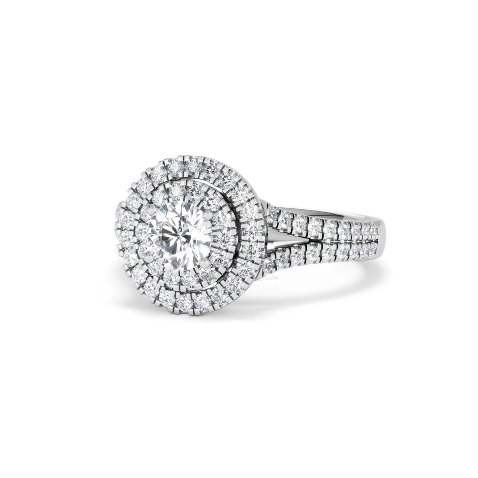 Camilla Diamond Halo Engagement Ring 18K White Gold 1.15ct G/SI2