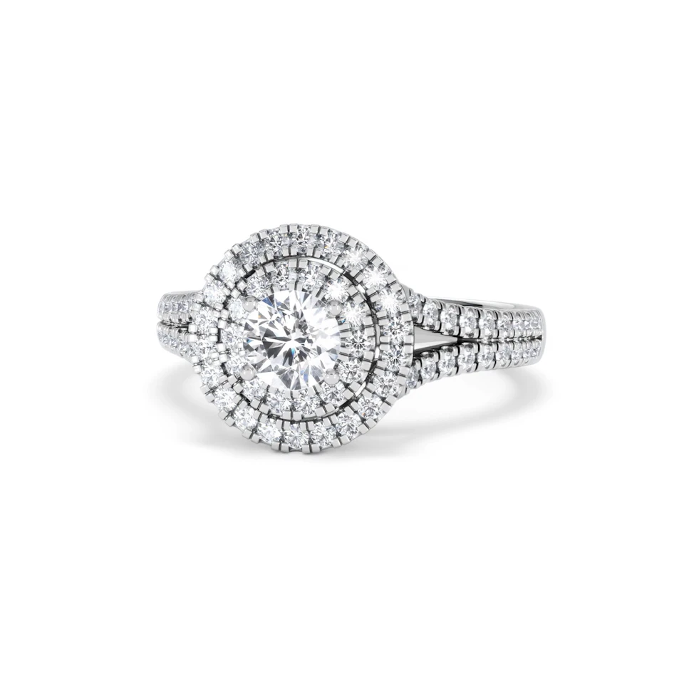 Camilla Diamond Halo Engagement Ring in Platinum 1.15ct G/SI2