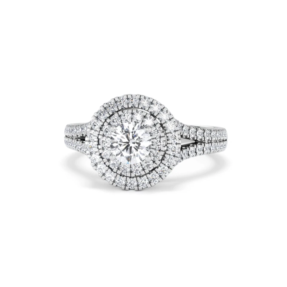 Camilla Diamond Halo Engagement Ring in Platinum 1.15ct G/SI2