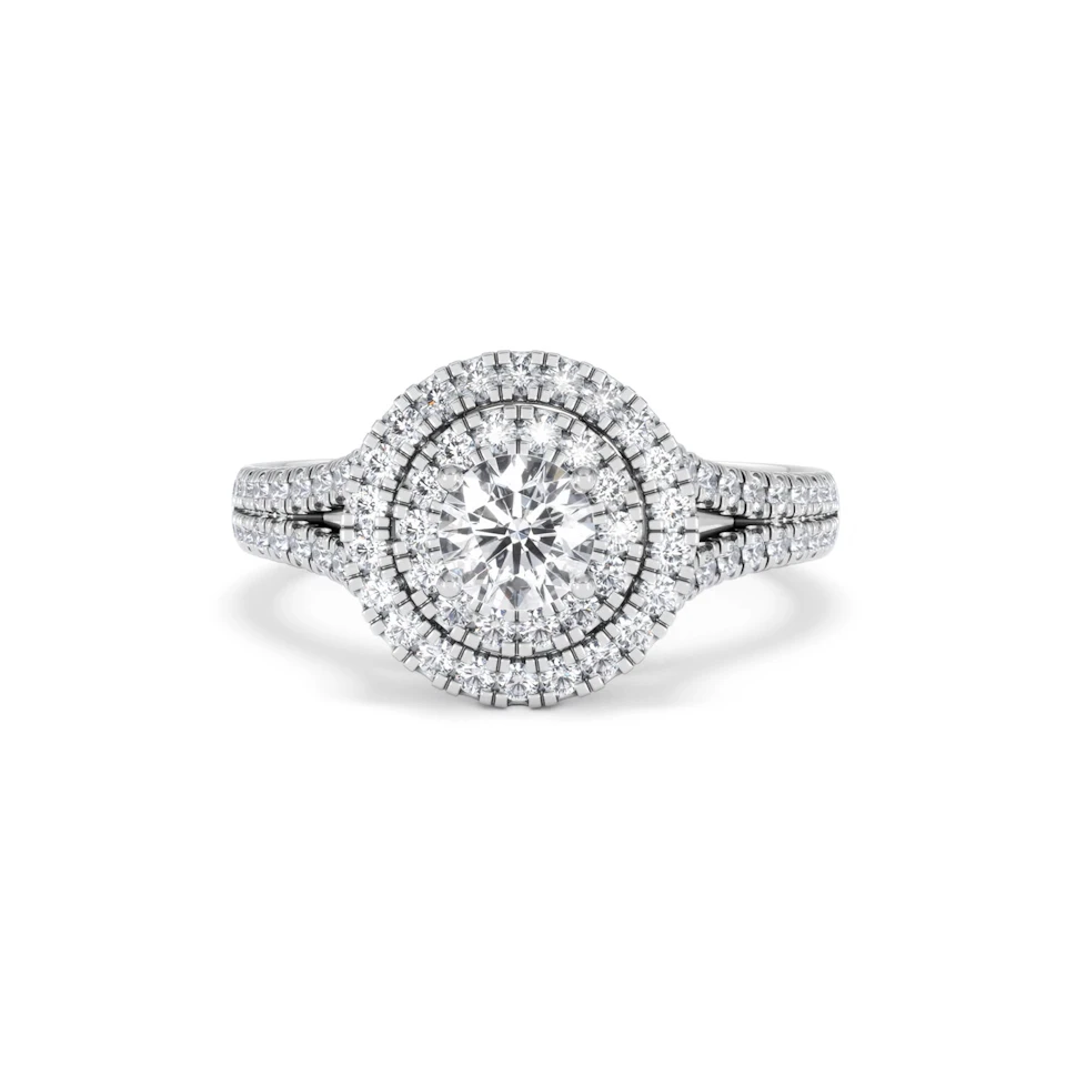 Camilla Diamond Halo Engagement Ring 18K White Gold 1.15ct G/SI2