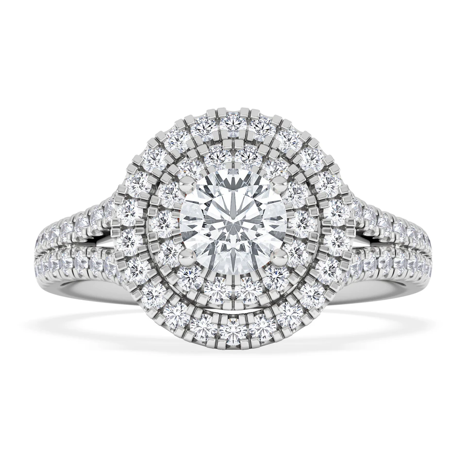 Camilla Diamond Halo Engagement Ring 18K White Gold 1.15ct G/SI2