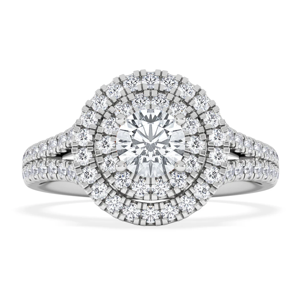 Camilla Diamond Halo Engagement Ring in Platinum 1.15ct G/SI2