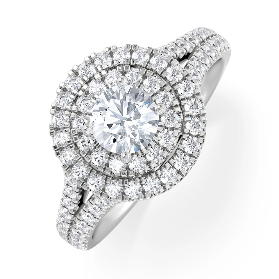 Camilla Diamond Halo Engagement Ring in Platinum 1.15ct G/SI2