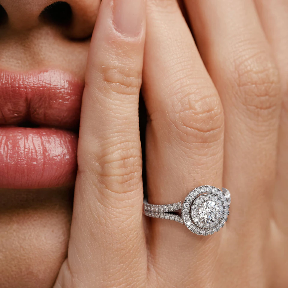 Camilla Diamond Halo Engagement Ring in Platinum 1.15ct G/SI2