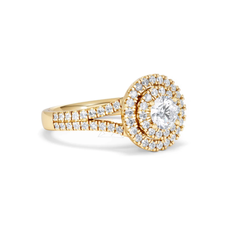 Camilla Diamond Halo Engagement Ring in 18K Gold 1.15ct G/SI2