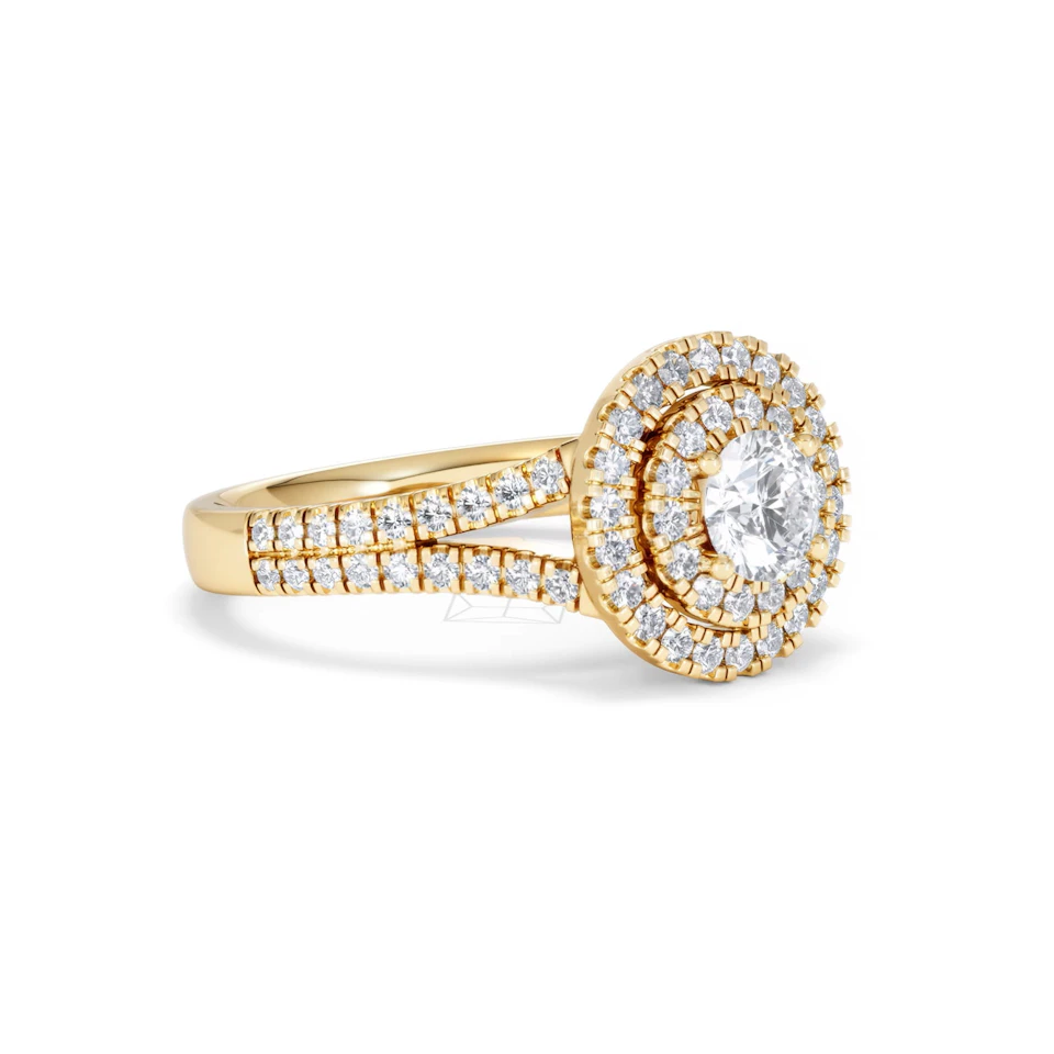 Camilla Diamond Halo Engagement Ring in 18K Gold 1.15ct G/SI2