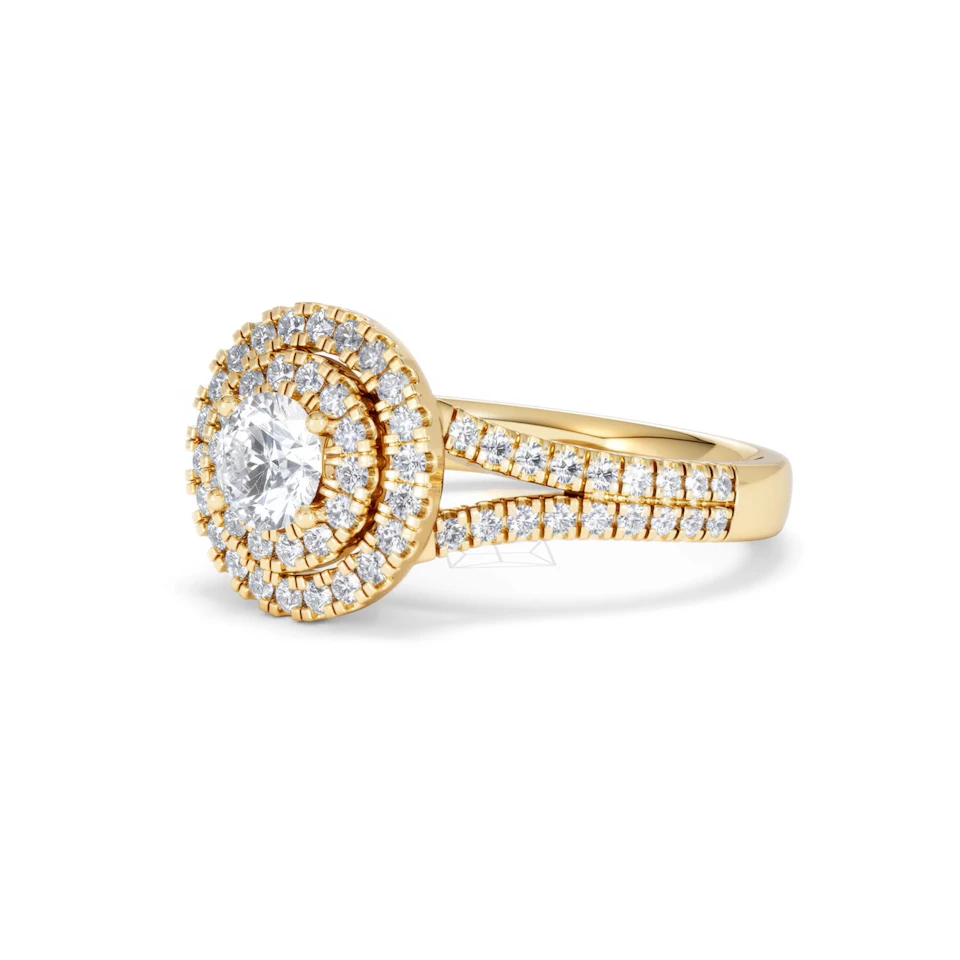 Camilla Diamond Halo Engagement Ring in 18K Gold 1.15ct G/SI2