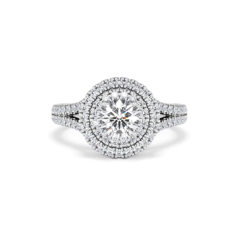 Camilla GIA Diamond Halo Engagement Ring in Platinum 1.65ct G/VS2