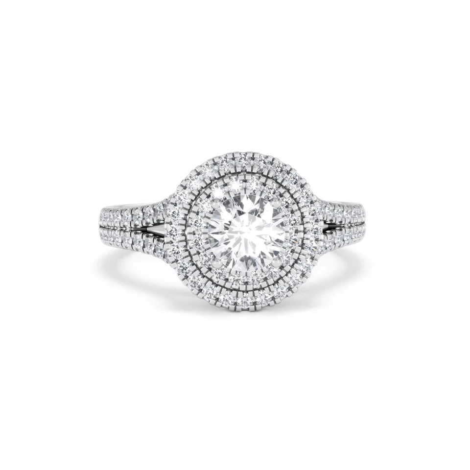 Camilla GIA Diamond Halo Engagement Ring in Platinum 1.65ct G/SI2